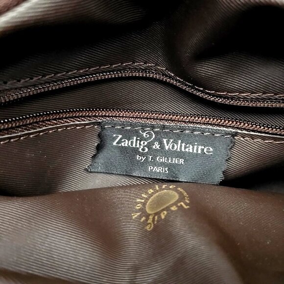 ZADIG & VOLTAIRE Brown Split Leather Shoulder Bag Purse - Picture 12 of 12